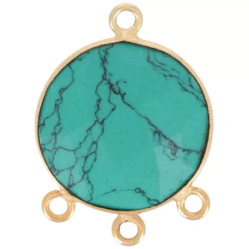Pendentif chandelier 16 mm imit pierre gemme facettée - Doré Or fin - Turquoise