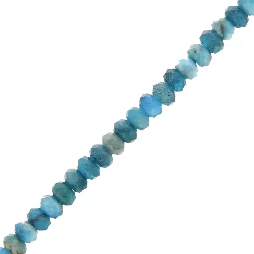 Perles rondes aplaties facettées 4.5x3 mm pierre gemme - Apatite x39cm