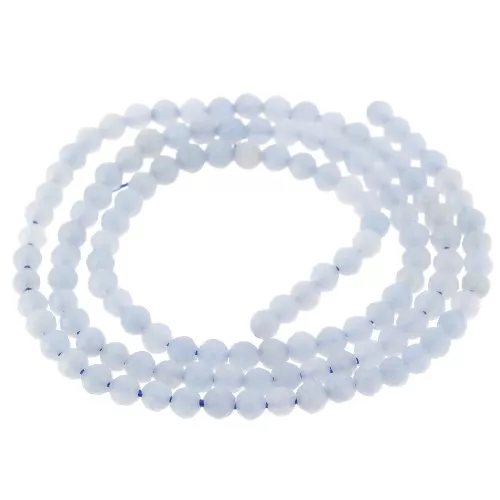 Perles rondes facettées 3 mm pierre gemme - Anhydrite - Angélite x39cm
