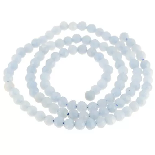 Perles rondes facettées 4 mm pierre gemme - Anhydrite - Angélite x39cm