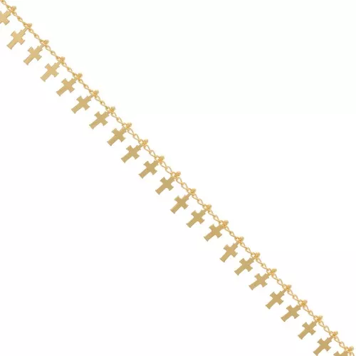 Chaîne maille Rombo avec petites croix 8.9 mm - Doré x50cm