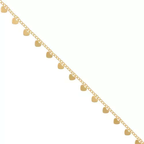 Chaîne maille Rombo avec petits coeur 5.8 mm - Doré x50cm