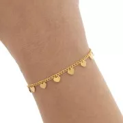 Chaîne maille Rombo avec petits coeur 5.8 mm - Doré x50cm