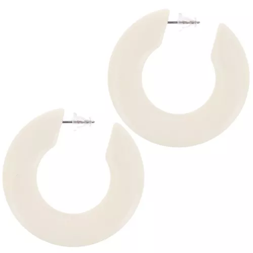 Créoles plates 47 mm en résine opaque - Ecru x2