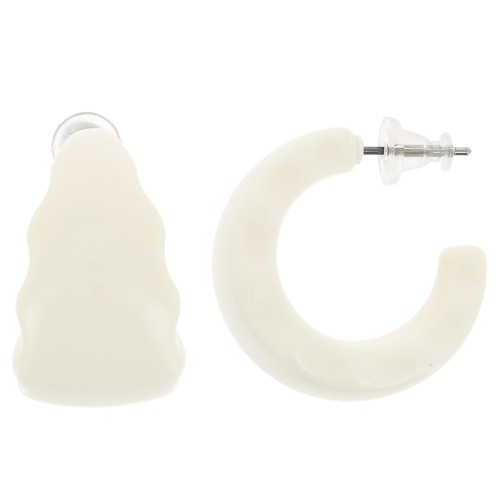 Créoles large 25 mm en résine opaque - Ecru x2