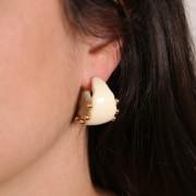 Créoles large 25 mm en résine opaque - Ecru x2