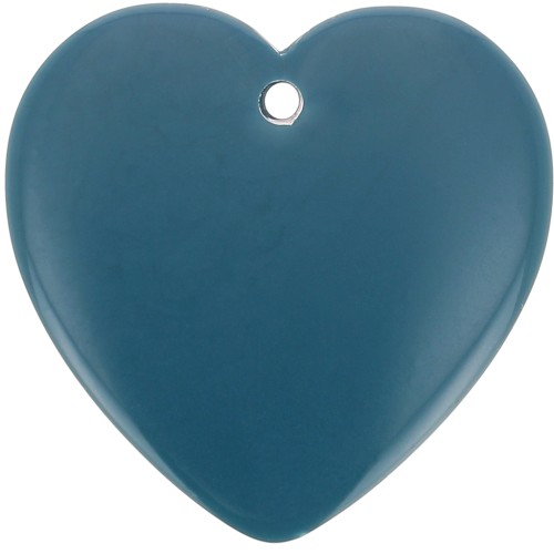 Pendentif coeur en résine opaque 36x36.5 mm - Bleu paon x1