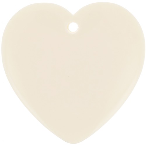 Pendentif coeur en résine opaque 36x36.5 mm - Ecru x1