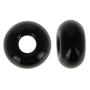 Perles gros trous - Donuts 14 mm - Opaque Noir x10|raw }}