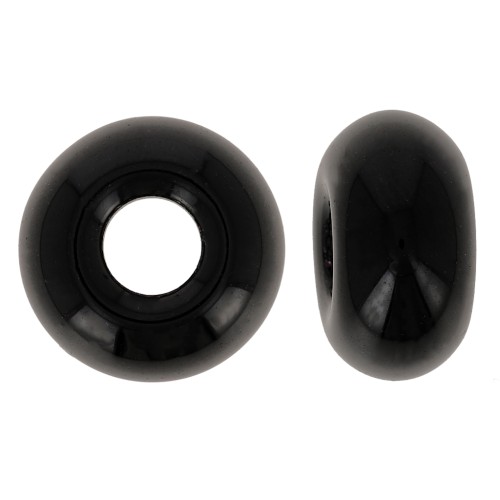 Perles gros trous - Donuts 14 mm - Opaque Noir x10