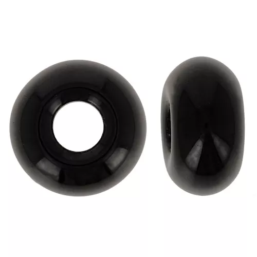 Perles gros trous - Donuts 14 mm - Opaque Noir x10