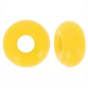 Perles gros trous - Donuts 14 mm - Opaque Jaune x10