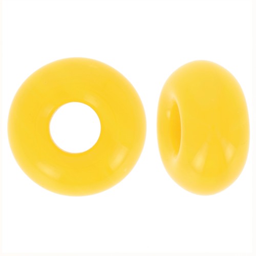 Perles gros trous - Donuts 14 mm - Opaque Jaune x10