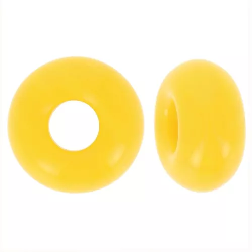 Perles gros trous - Donuts 14 mm - Opaque Jaune x10