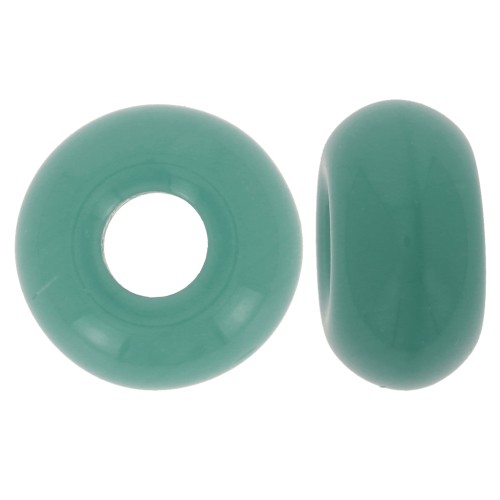Perles gros trous - Donuts 14 mm - Opaque Vert Turquoise x10
