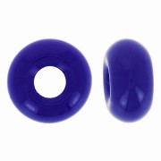 Perles gros trous - Donuts 14 mm - Opaque Cobalt x10|raw }}