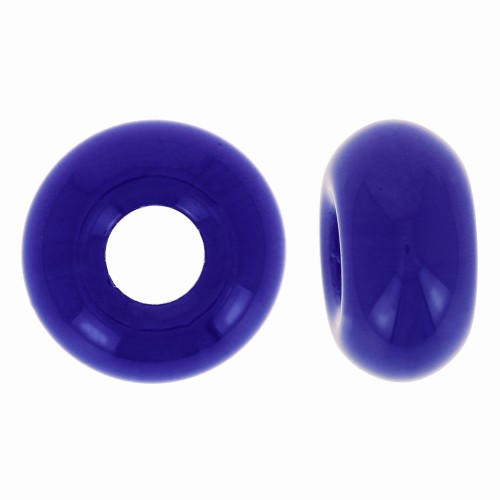 2 Perles Charms Rondelles Donuts En Verre - Couleurs Blanc, Bleu, Noir, Pour Bracelet Compatible