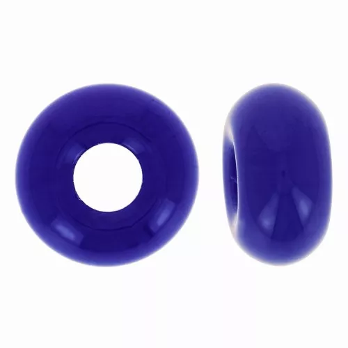 Perles gros trous - Donuts 14 mm - Opaque Cobalt x10