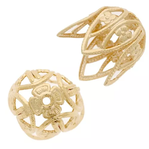 Coquille filigranée 13 mm - Doré à l'or fin x1