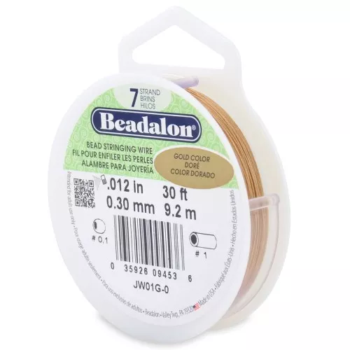 Fil Cablé 7 brins 0.30 mm - Beadalon - Doré x9.2m