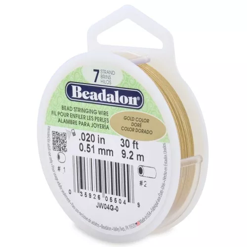 Fil Cablé 7 brins 0.51 mm - Beadalon - Doré x9.2m