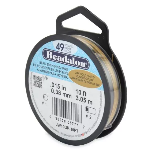 Fil Cablé 49 brins 0.38 mm - Beadalon - Doré à l'or fin x3.05m