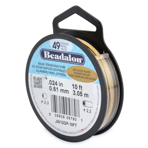 Fil Cablé 49 brins 0.61 mm - Beadalon - Doré à l'or fin x3.05m