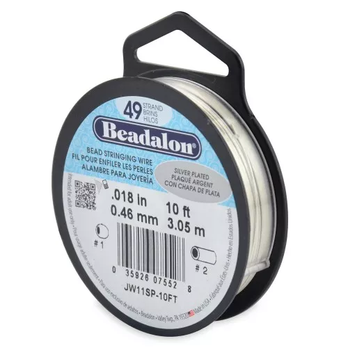 Fil Cablé 49 brins 0.46 mm - Beadalon - Placage Argent fin x3.05m