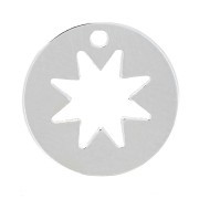 Breloque ronde avec étoile évidée 12 mm - Argent 925 x1