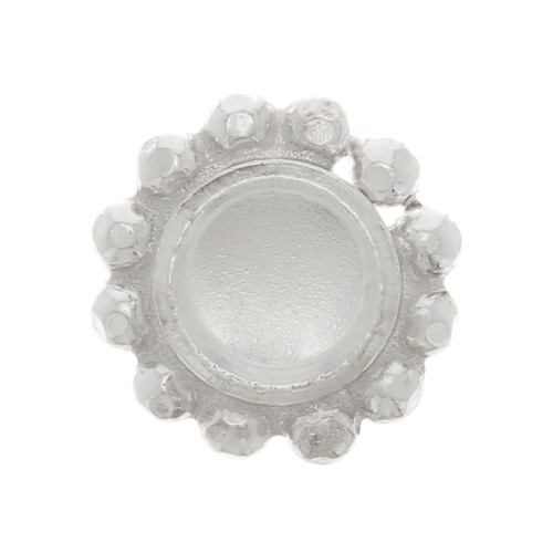 Serti rond avec petites boules limées pour cabochon 3 mm - Argent 925 x1