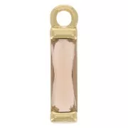 Breloque rectangle en verre 14x3 mm - Doré - Champagne x1