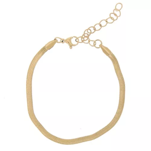 Bracelet maille miroir - serpent plate 3 mm - Acier inox 304 Doré x16cm
