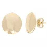 Clous d'oreilles ovale irrégulier 15x13 mm - Doré à l'or fin x2
