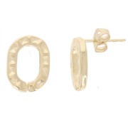 Boucles d'oreilles ovale évidé texturé 14x10 mm - Doré à l'or fin x2