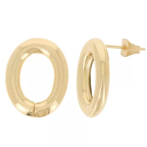 Boucles d'oreilles ovale évidé 20x16 mm - Doré à l'or fin x2