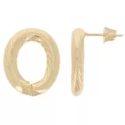 Boucles d'oreilles ovale évidé 20x16 mm effet torsadé - Doré à l'or fin x2
