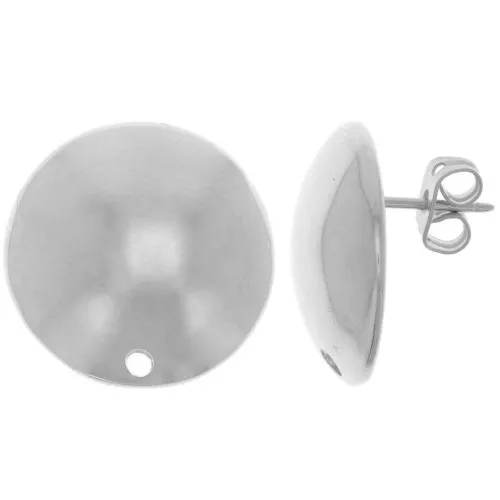 Clous d'oreilles demi-boule 19 mm - Rhodié x2