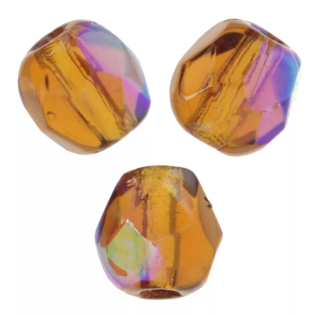 Perles Facettes De Bohême Preciosa - 3 Mm - Couleur Topaze AB - Lot De 100 Perles