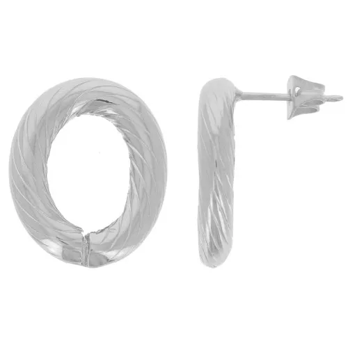 Boucles d'oreilles ovale évidé 20x16 mm effet torsadé - Rhodié x2