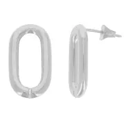 Boucles d'oreilles ovale évidé 21x11 mm - Rhodié x2