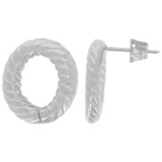 Boucles d'oreilles ovale évidé 17x13.5 mm effet torsadé - Rhodié x2|raw }}