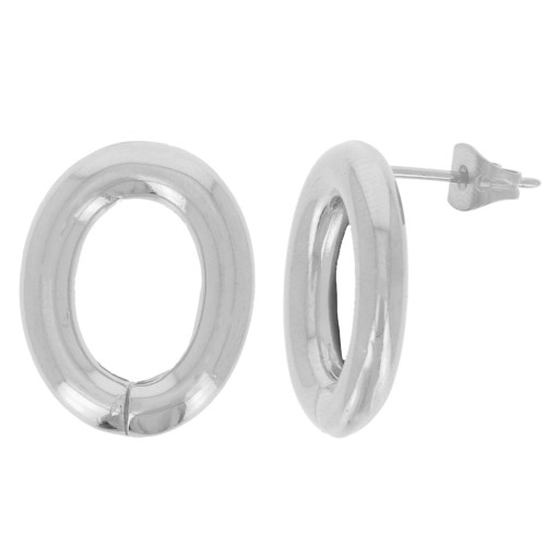 Boucles d'oreilles ovale évidé 20x16 mm - Rhodié x2