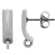 Clous d'oreilles barre 15x4 mm avec anneau fermé - Placage Argent fin vieilli x2