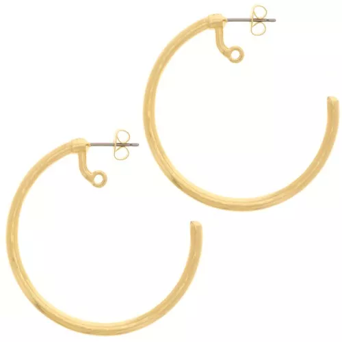 Créoles ouvertes 42 mm avec un anneau - Doré à l'or fin x2