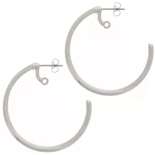 Créoles ouvertes 42 mm avec un anneau - Placage Argent fin vieilli x2