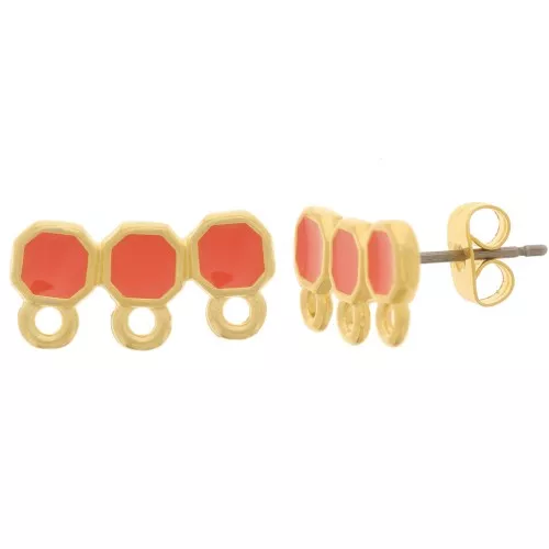 Clous d'oreilles 3 rangs 8x16 mm résine époxy - Doré à l'or fin - Hyacinth x2