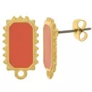 Clous d'oreilles rectangle 18x10 mm - Doré à l'or fin - Hyacinth x2