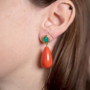 Clous d'oreilles octogone 12x8 mm résine époxy - Doré à l'or fin - Hyacinth x2