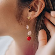 Clous d'oreilles coeur 8 mm - Acier inoxydable 304L Doré x2