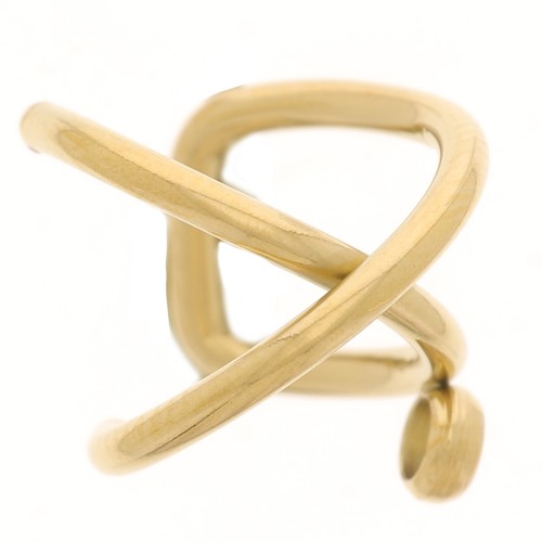 Bague d'oreille croisée 10 mm pour oreille gauche - Acier inoxydable 304 Doré x1